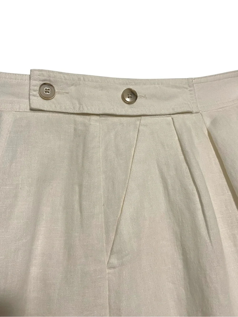 Banana Republic Minna Extra Wide-Leg Linen Pant Off White Sz 16